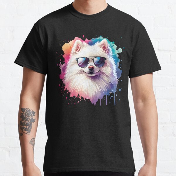 Item preview, White small Spitz dog with sunglasses designed and sold by KaitoArtDesigns.