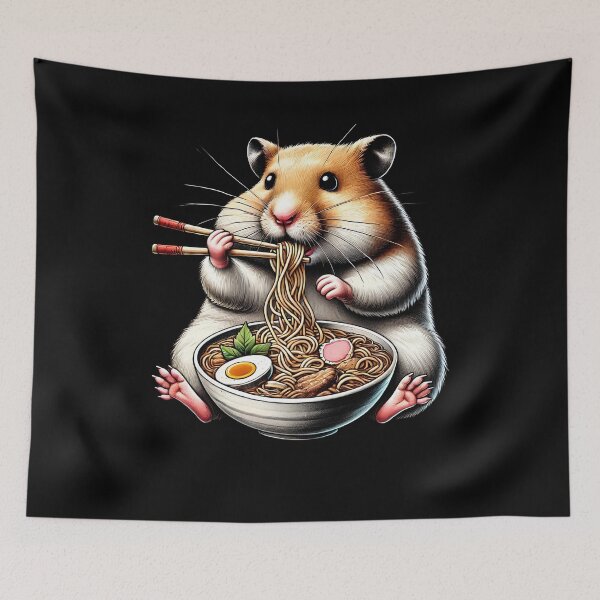 Item preview, Hamster Eating Ramen Noodle Anime Japanese Food Lover designed and sold by Kimberley King Art  King Art.