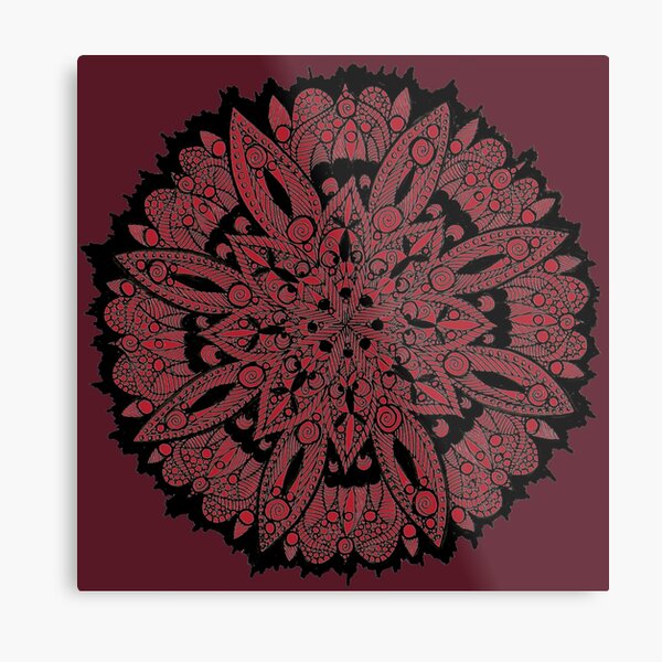 Rote Mandala Metallbild
