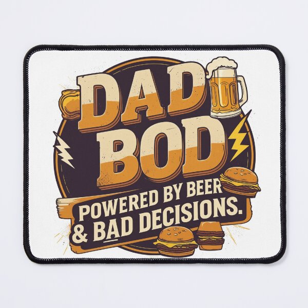 Item preview, Dad Bod – Powered by Beer & Bad Decisions – Funny Retro Shirt designed and sold by ColorVibre.
