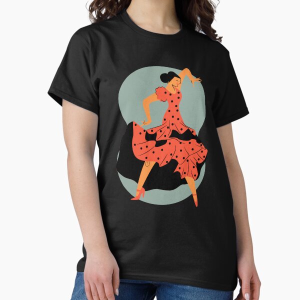 Vista previa del artículo con la obra «Bailaora de flamenco con vestido rojo y lunares negros», diseñado y vendido por Now's Good Designs.