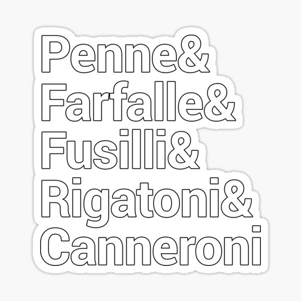 Aperçu de l'œuvre Penne Farfalle Fusilli Rigatoni Canneroni créée et vendue par Wanderful-roads.