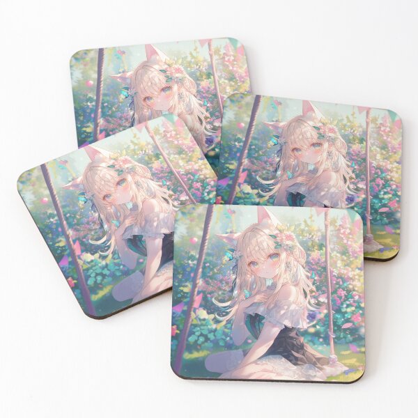 Item preview, Elegant Foxgirl in a Blooming Flower Garden – Dreamy Fantasy Anime Art designed and sold by Kawai Anime Shop.