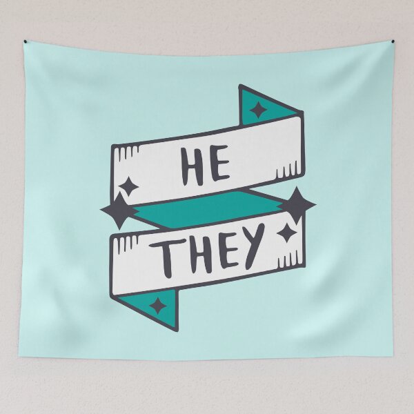 Item preview, He / They (Masculine) Blue / Turquoise in Light Cyan designed and sold by LaurenTowner.