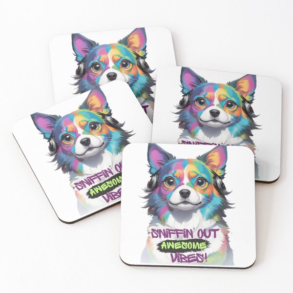 Item preview, Sniffin out Awesome Vibes! - Rainbow Dog with Head Phones designed and sold by BeeG2024.