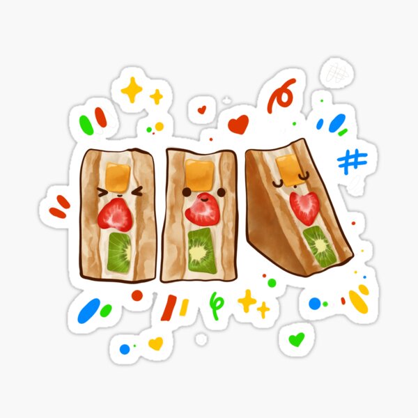 Vista previa del artículo con la obra «Lindos y felices sándwiches de frutas», diseñado y vendido por miaa-artistshop.