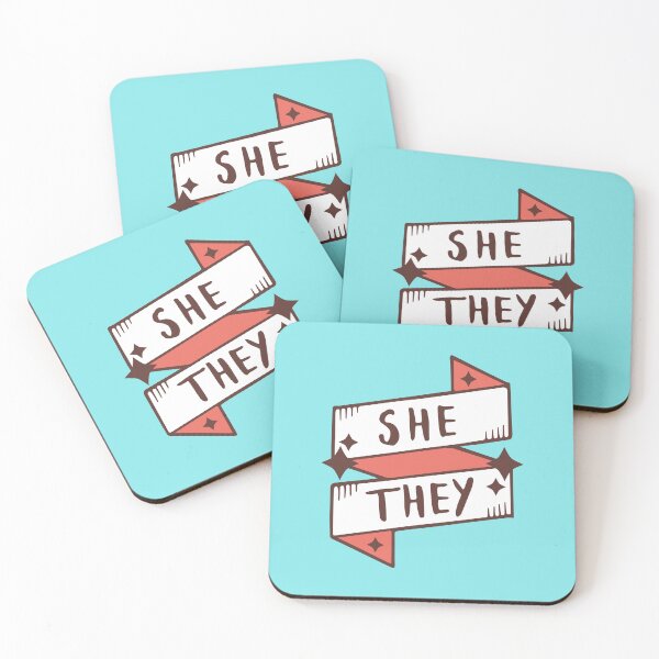 Item preview, She / They (Feminine) in Cyan designed and sold by LaurenTowner.