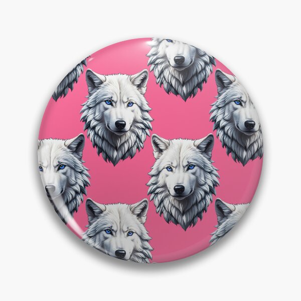 Artikelvorschau, Weißer Wolfskopf-Musterentwurf - Rosa entworfen und verkauft von PatternTitan.
