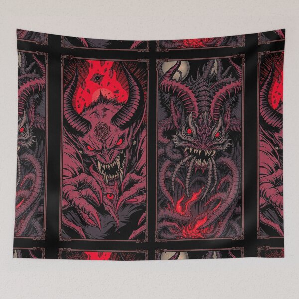 Item preview, Satan with his minion in Hell a Hellscape cool design designed and sold by Vintage Designs +.