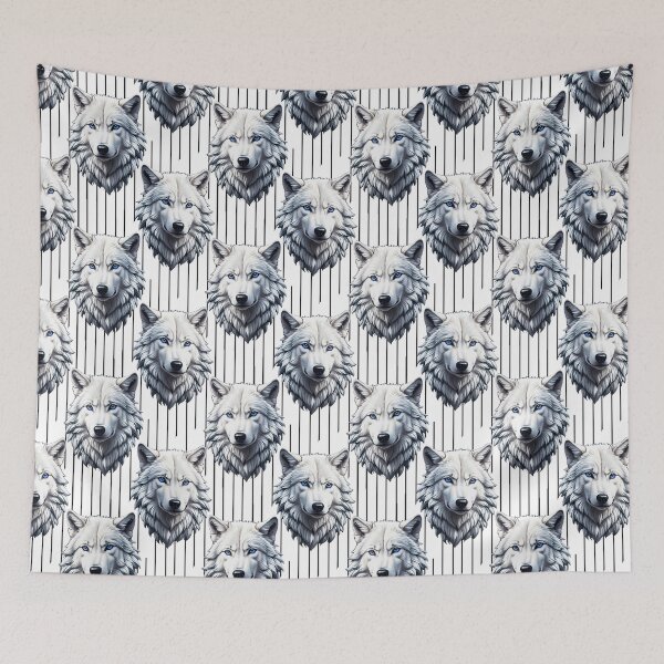 Item preview, White Wolf Head Plaid Pattern  designed and sold by PatternTitan.