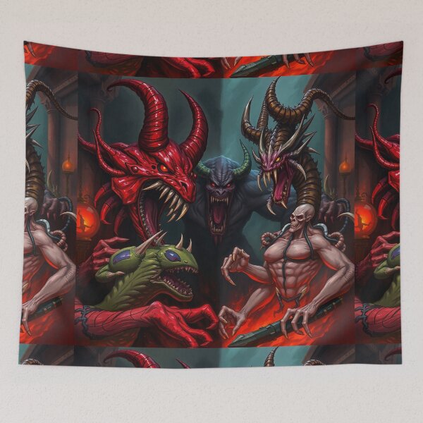 Item preview, Satan with his minions in Hell a Hellscape cool design designed and sold by Vintage Designs +.
