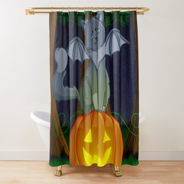 Vista previa del artículo con la obra «Gato murciélago de Halloween», diseñado y vendido por NaomiBlueHeart.