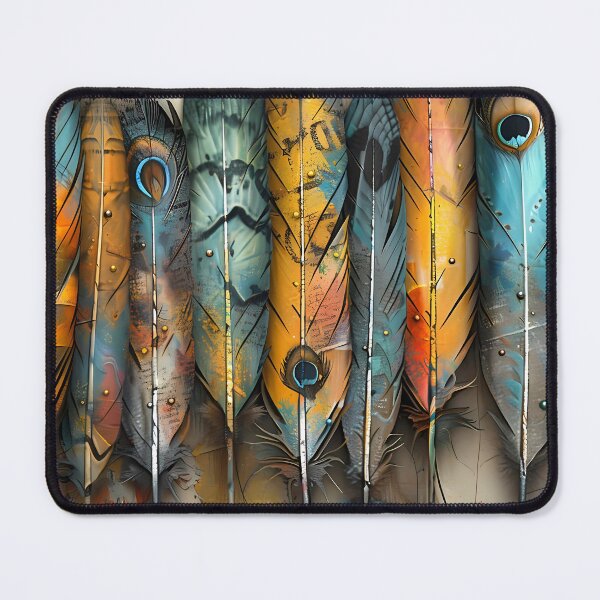 Item preview, Whimsical Birds and Feathers, Abstract Mixed Media Art, Peacock, Vintage Ephemera designed and sold by ExploreElegance.