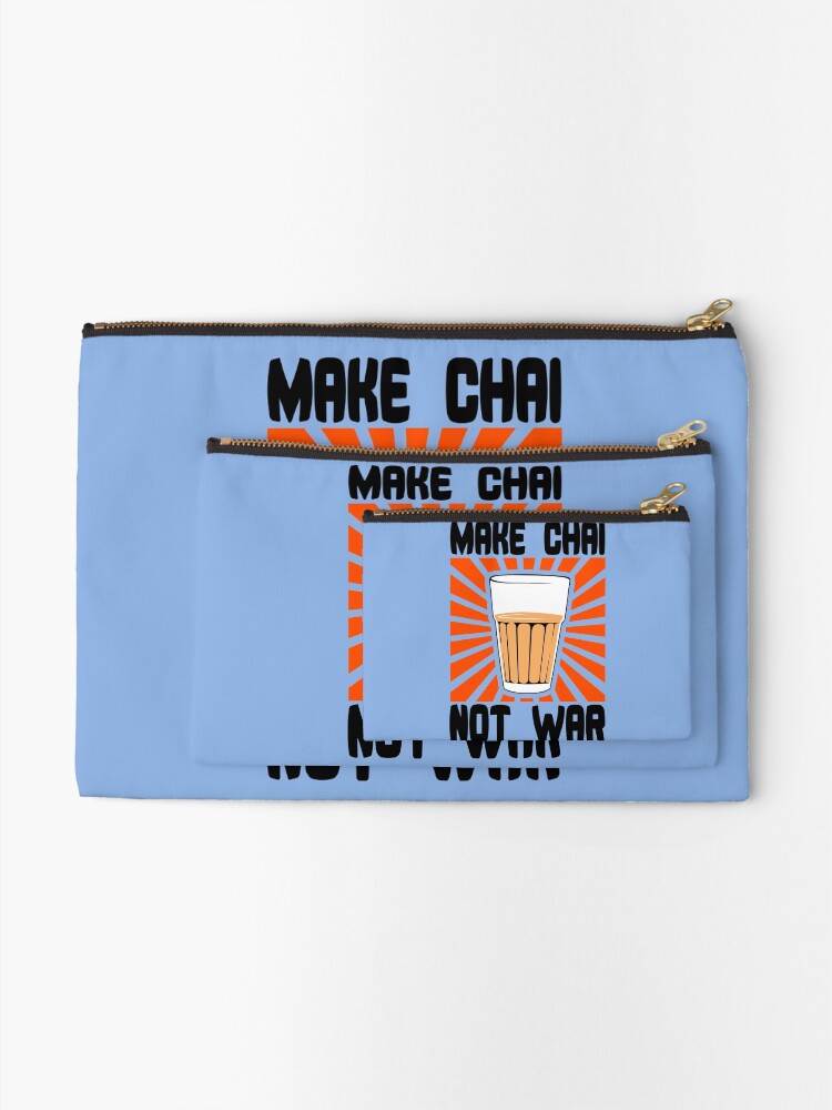 Alternate view of Make Chai Not War Funny Geek Nerd Zipper Pouch
