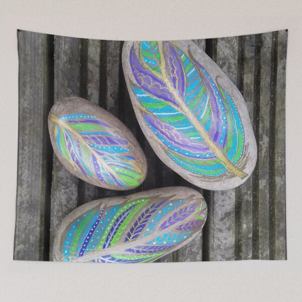 Item preview, Turquoise and Gold feather pebbles designed and sold by JWRocks.