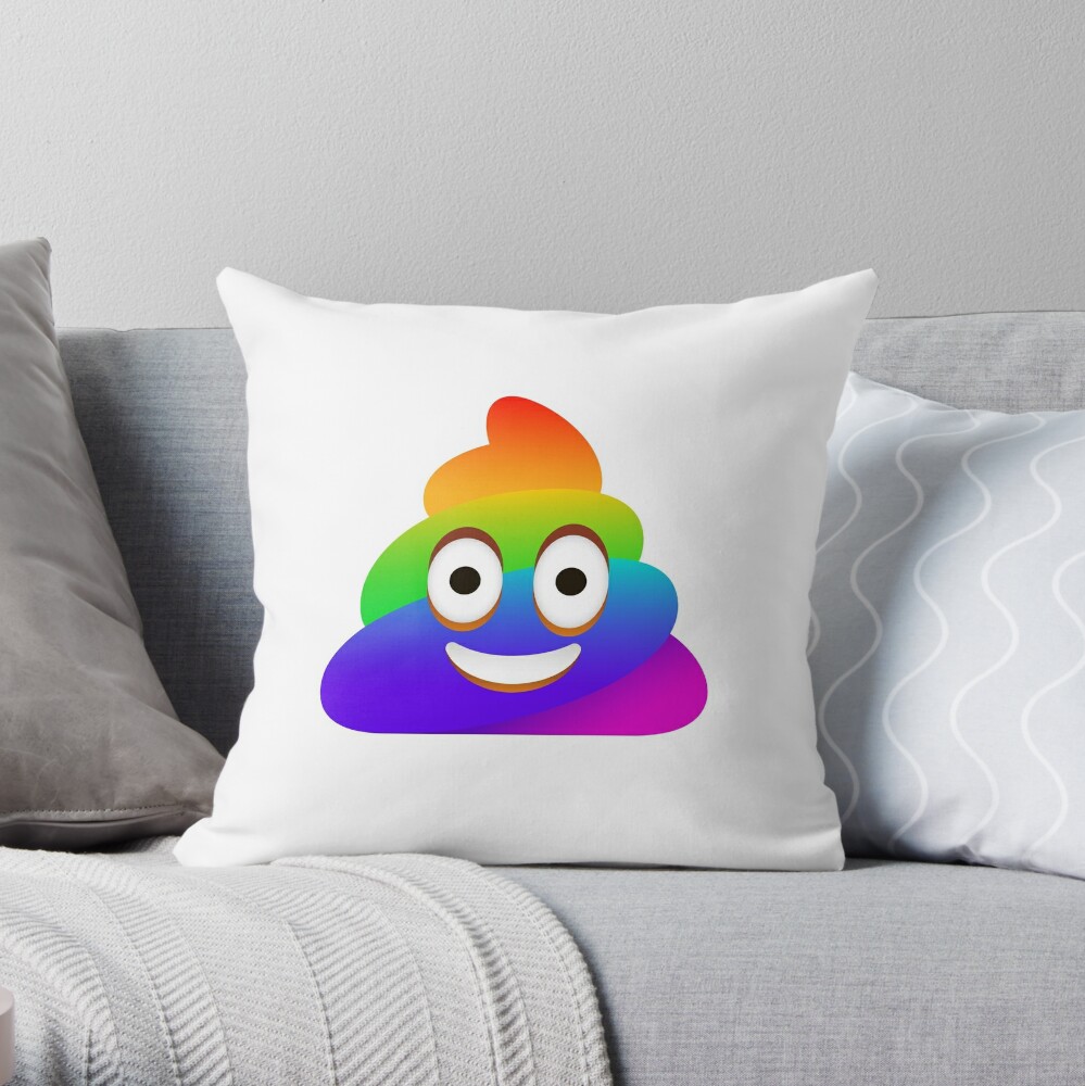 Rainbow Poop Emoji Poop Pride Throw Pillow By Popofpattern Redbubble - rainbow poop emoji ts roblox