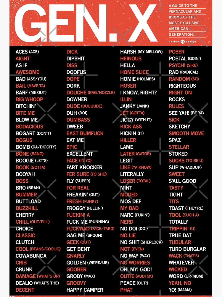Thumbnail 3 of 3, Sticker, GEN X - SLANG GUIDE - RED designed and sold by Carbon13Design.