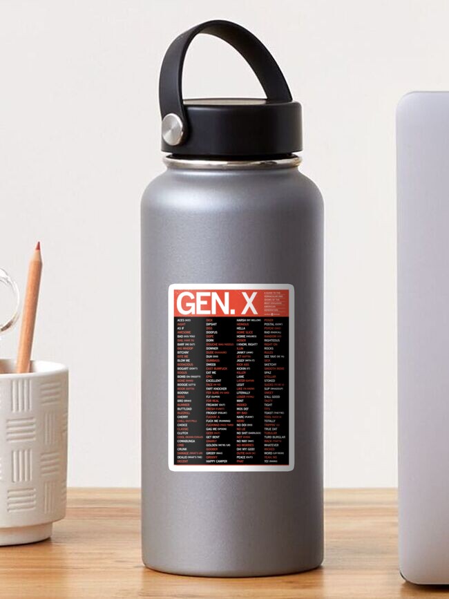 Thumbnail 1 of 3, Sticker, GEN X - SLANG GUIDE - RED designed and sold by Carbon13Design.