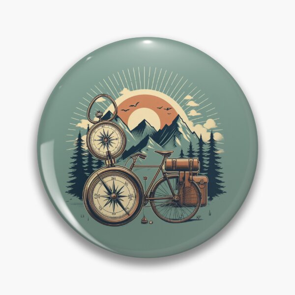 Item preview, Retro Bicycle With Compass And Mountains Cycling Lovers designed and sold by ZACK ART.