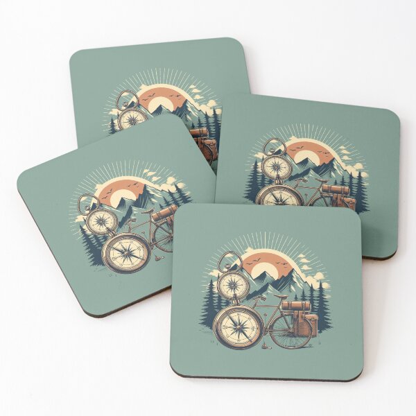 Item preview, Retro Bicycle With Compass And Mountains Cycling Lovers designed and sold by ZACK ART.