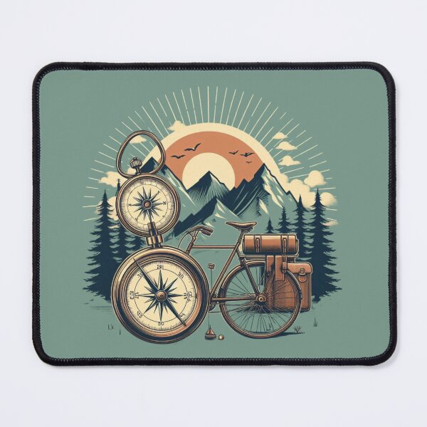 Item preview, Retro Bicycle With Compass And Mountains Cycling Lovers designed and sold by ZACK ART.