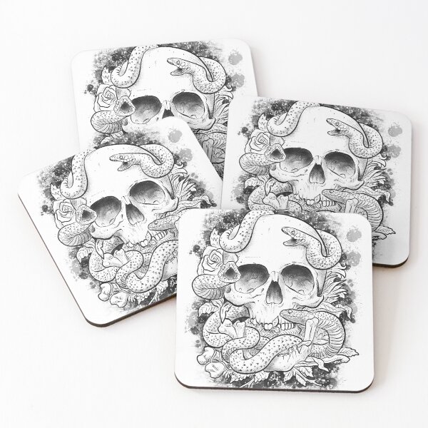 Item preview, Snake skull Tattoo design designed and sold by rafaellagoart.