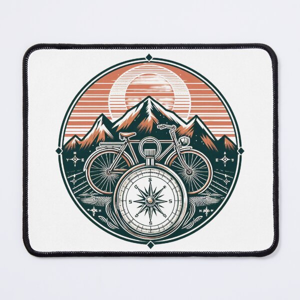 Item preview, Retro Bicycle With Compass And Mountains Cycling Lovers designed and sold by ZACK ART.