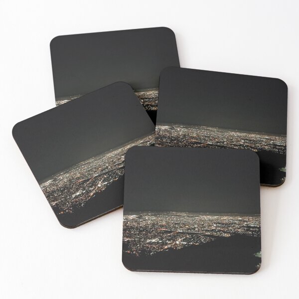 Item preview, A panoramic view of a city at night, seen from an elevated vantage point. The cityscape is illuminated with countless lights, creating a sparkling effect against the dark background.  designed and sold by BARTISTA DESIGN.