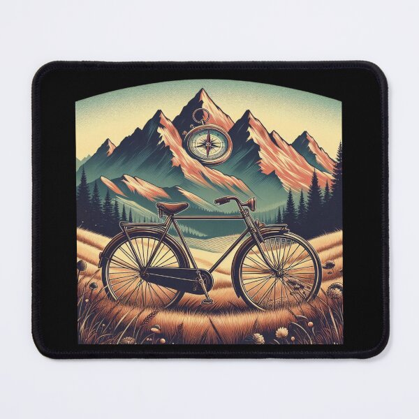 Item preview, Retro Bicycle With Compass And Mountains Cycling Lovers designed and sold by ZACK ART.