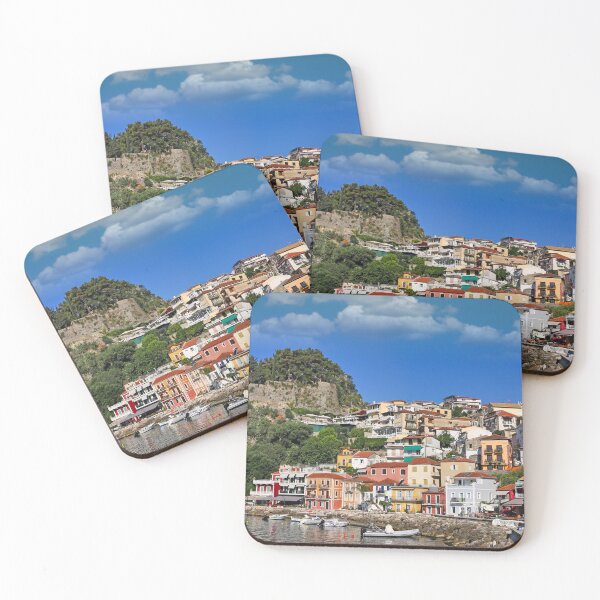 Item preview, Colorful old buildings and ruined castle in Parga, Greece designed and sold by goceris.
