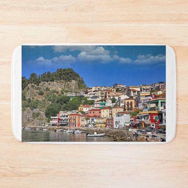 Item preview, Colorful old buildings and ruined castle in Parga, Greece designed and sold by goceris.