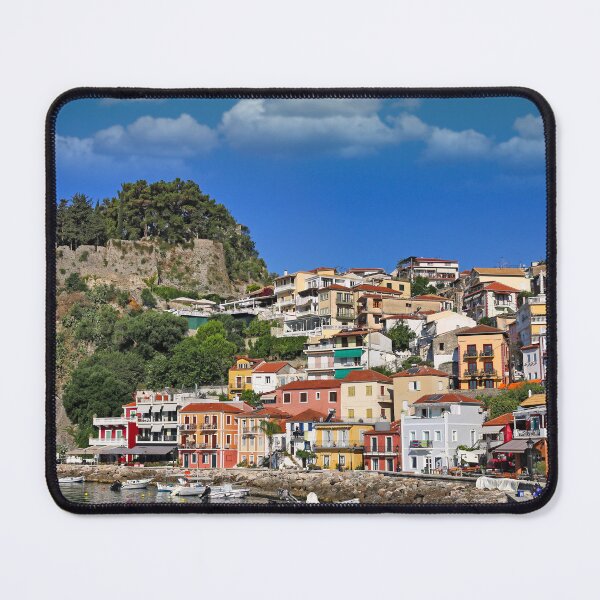 Item preview, Colorful old buildings and ruined castle in Parga, Greece designed and sold by goceris.
