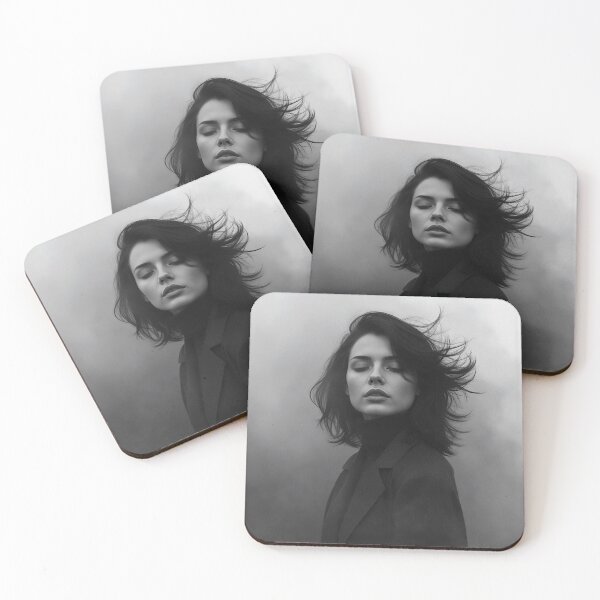 Item preview, Ethereal Portrait in Dramatic Black and White designed and sold by AIGirlsMag.