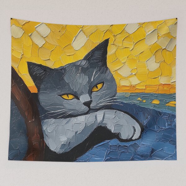Item preview, British shorthair | Post-impressionist painting style designed and sold by ComicsFactory.