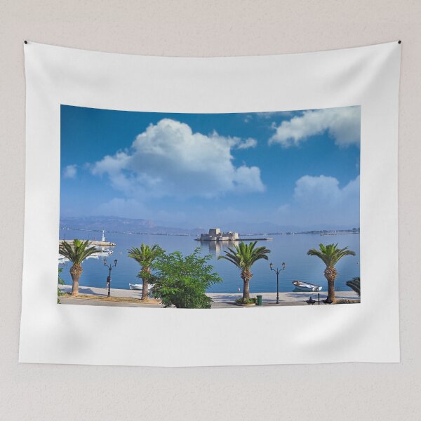 Item preview, Bourtzi Venetian water fortress and harbor in Nafplio, Peloponnese, Greece,summer season designed and sold by goceris.