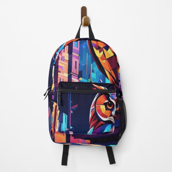 Item preview, Futuristic Geometric Owl in Neon City designed and sold by Harmonic_Layers.
