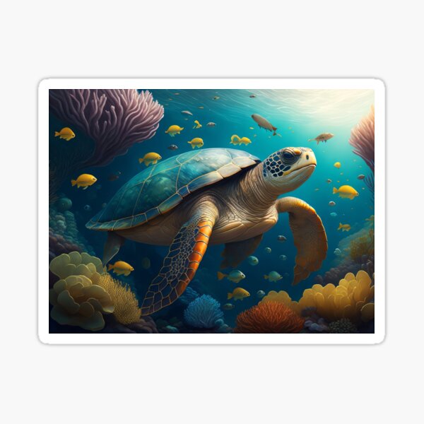 Artikel-Vorschau von Einsamkeit im Ozean: Unterwasserträume einer Schildkröte, designt und verkauft von CrushyAIDesigns.