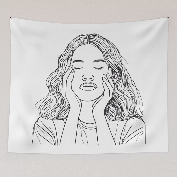 Item preview, Girl holding her hands on her face designed and sold by PrintLabStudio.