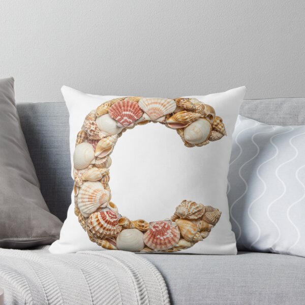 SHELLS LETTER C Throw Pillow