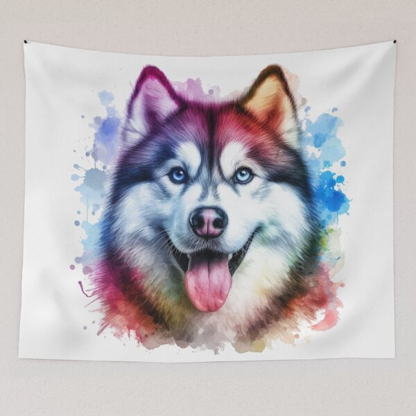 Artikelvorschau, Aquarellporträt eines sibirischen Huskys entworfen und verkauft von MaedK.