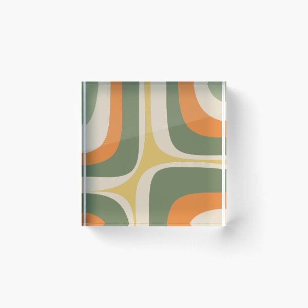 Item preview, Mid Century Modern Retro Groove Modernist Abstract Pattern in Mossy Sage Olive Green Orange Mustard designed and sold by kierkegaard.