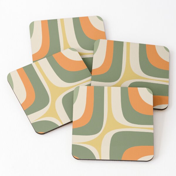 Item preview, Mid Century Modern Retro Groove Modernist Abstract Pattern in Mossy Sage Olive Green Orange Mustard designed and sold by kierkegaard.