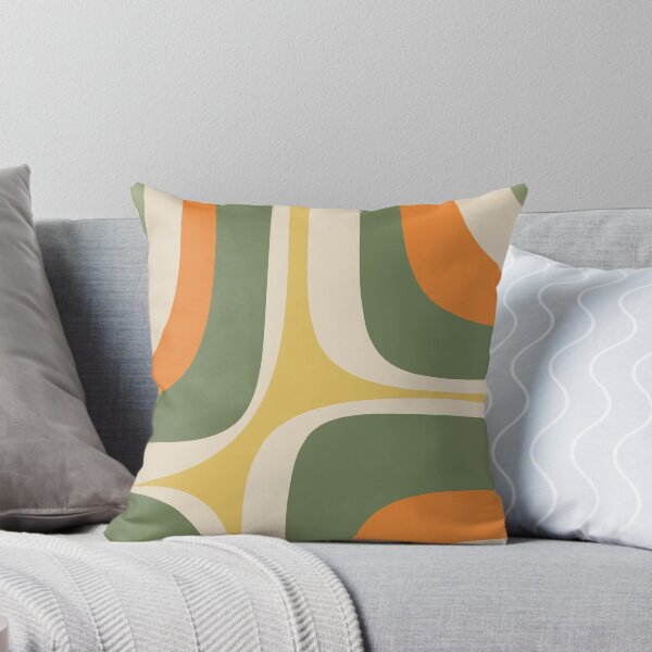 Item preview, Mid Century Modern Retro Groove Modernist Abstract Pattern in Mossy Sage Olive Green Orange Mustard designed and sold by kierkegaard.