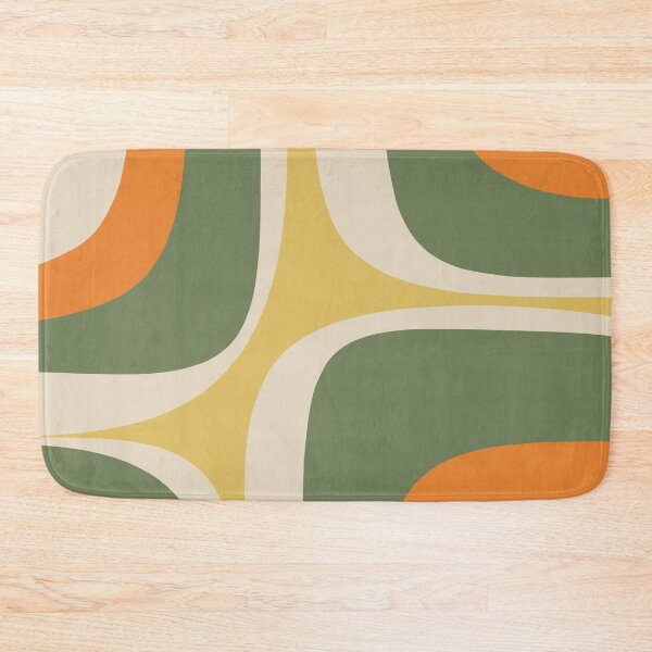 Item preview, Mid Century Modern Retro Groove Modernist Abstract Pattern in Mossy Sage Olive Green Orange Mustard designed and sold by kierkegaard.