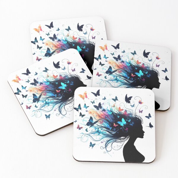 Item preview, Women hair with butterflies designed and sold by Kalpa.