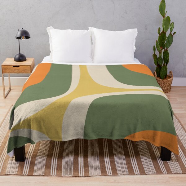 Item preview, Mid Century Modern Retro Groove Modernist Abstract Pattern in Mossy Sage Olive Green Orange Mustard designed and sold by kierkegaard.
