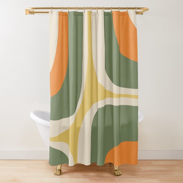 Item preview, Mid Century Modern Retro Groove Modernist Abstract Pattern in Mossy Sage Olive Green Orange Mustard designed and sold by kierkegaard.