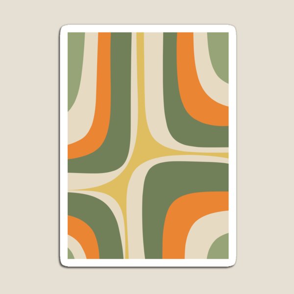 Item preview, Mid Century Modern Retro Groove Modernist Abstract Pattern in Mossy Sage Olive Green Orange Mustard designed and sold by kierkegaard.