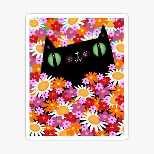 Vista previa del artículo con la obra «Flores de primavera del gato negro», diseñado y vendido por poket.piktures.