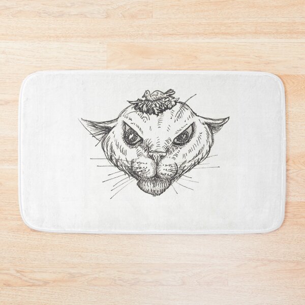 Item preview, Why me? Cat with bird nest on head drawing designed and sold by CrittersByLola.